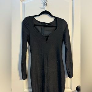 Women’s dress neck fishtail hem black maxi dress